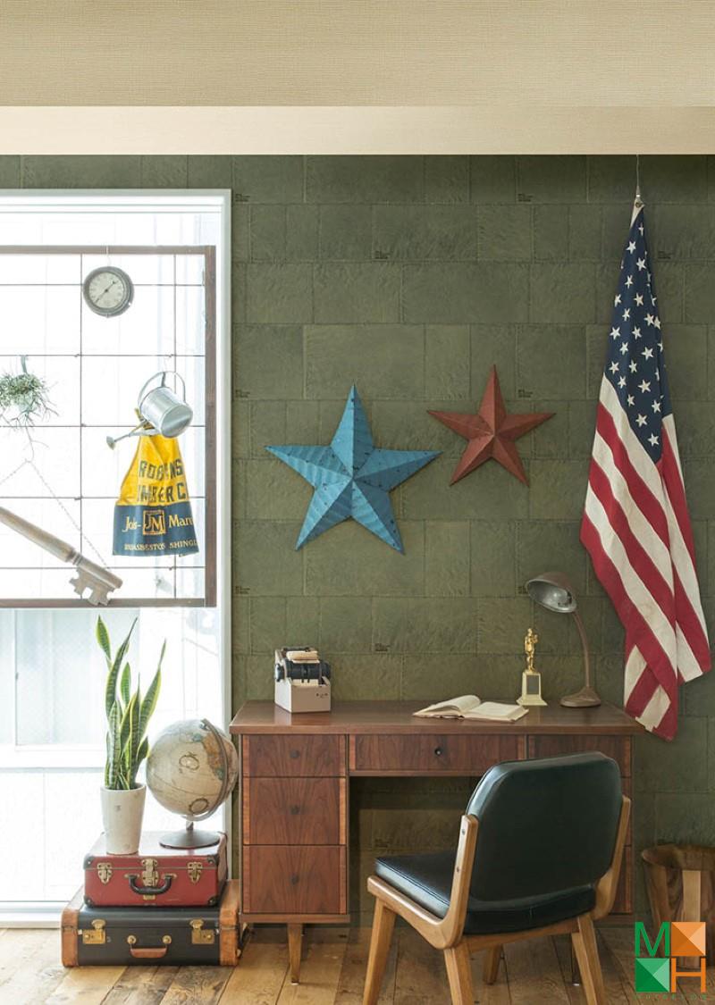 Giấy dán tường Nhật Bản giả gạch được dán tại thị trấn Đông Anh, Đông Anh, Hà Nội P027_01_6009_6010