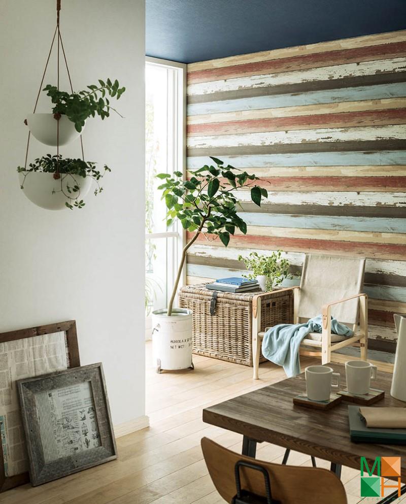 Giấy dán tường Nhật Bản giả gỗ được dán tại Nam Hồng, Đông Anh, Hà Nội P045_02_6054_6055_6199