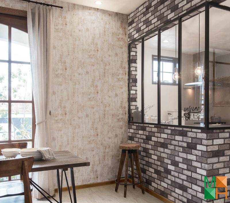 Giấy dán tường Nhật Bản giả gạch được dán tại Đại Mạch, Đông Anh, Hà Nội P064_02_6112_6113_6536