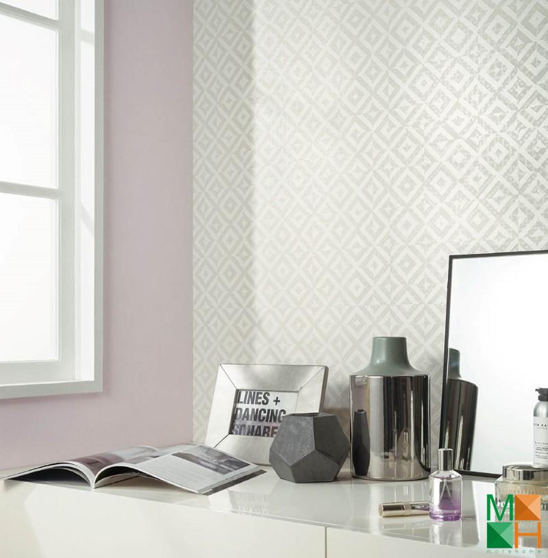 Giấy dán tường Nhật Bản phong cách hiện đại được dán tại Yên Viên, Gia Lâm, Hà Nội P075_01_6132_6133