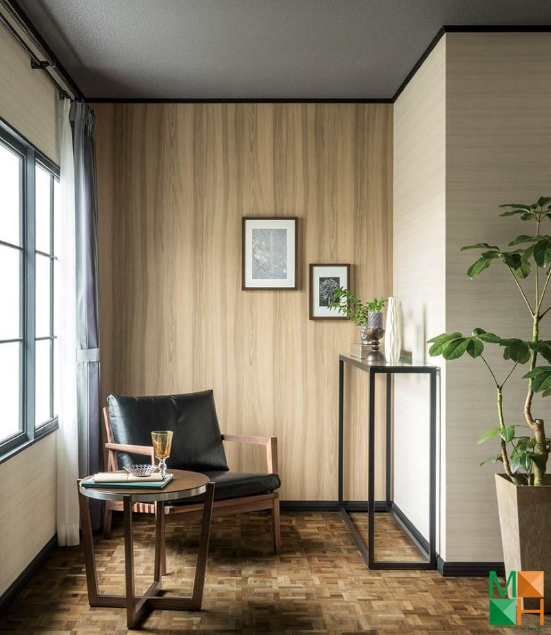 Giấy dán tường Nhật Bản giả gỗ được dán tại Tầm Xá, Đông Anh, Hà Nội P111_01_6228_6229_6462