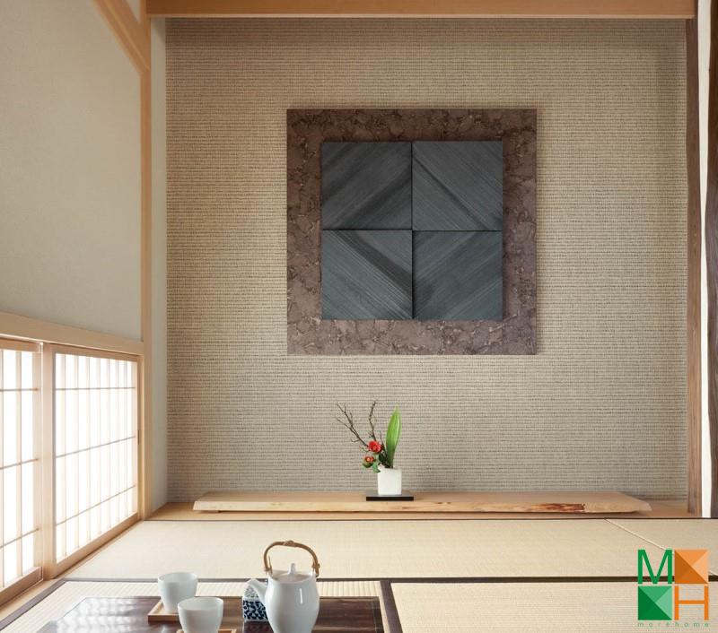 Giấy dán tường Nhật Bản giả vải được dán tại Võng La, Đông Anh, Hà Nội P142_02_6316_6317