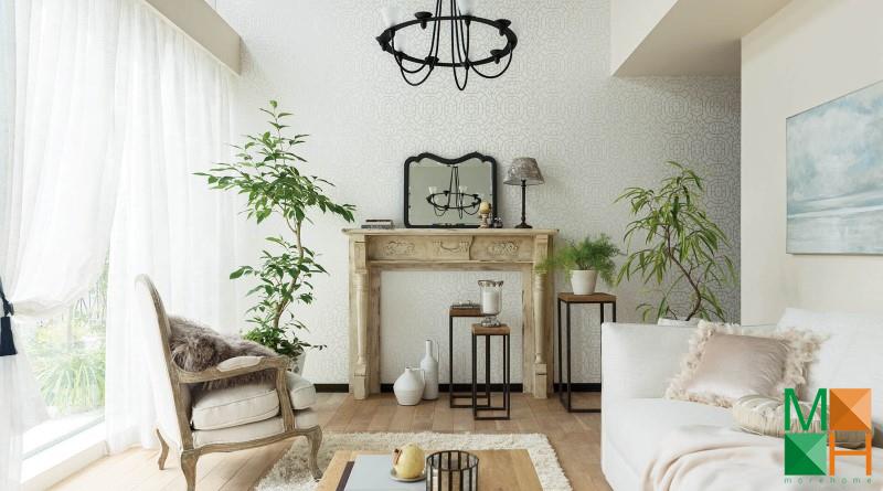 Giấy dán tường Nhật Bản cổ điển được dán tại Chúc Sơn, Chương Mỹ, Hà Nội P145_01_6318_6319_6567