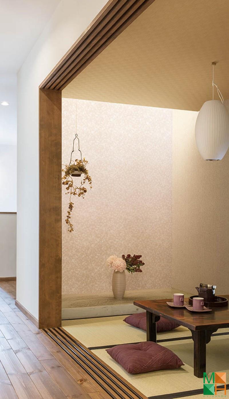 Giấy dán tường Nhật Bản phong cách hiện đại được dán tại Phúc Lâm, Mỹ Đức, Hà Nội P178_01_6011_6407_6408_6593