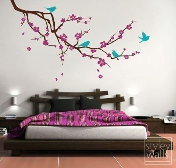 Giấy dán tường nhật bản với hình ảnh hoa lá đẹp mắt
