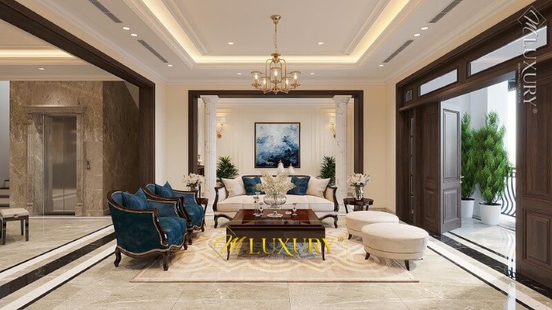 Thiết kế nội thất phòng khách biệt thự cao cấp, sang trọng Thiết kế nội thất phòng khách biệt thự