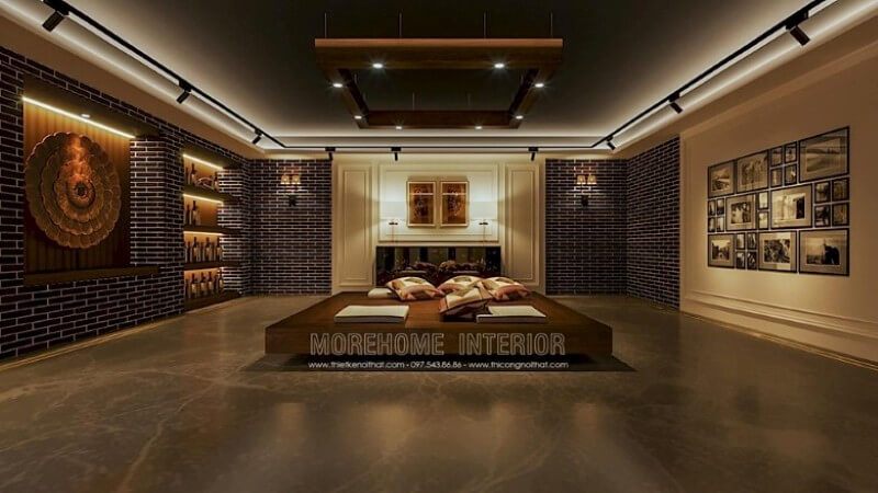 Nội thất tầng hầm của biệt thự được trang trí đẹp và sang trọng.